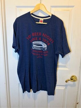 HOMAGE Navy Cleveland Indians Municipal Stadium Short-Sleeve Graphic Tee
